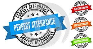 perfect attendance stamp. round band sign set. label