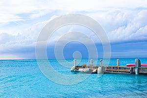 Perfect beach pier at caribbean island in Turks