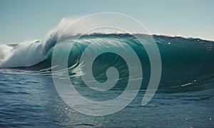 A Perfect big breaking Ocean barrel wave