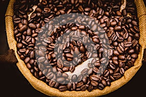Perfect big coffee bean arabica rosted cafe background photo