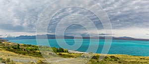 Perfect blue Pukaki lake panorama, New Zealand