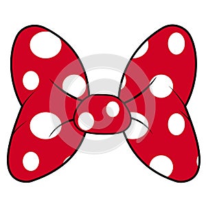 Perfect bow of red fabric white dots pattern