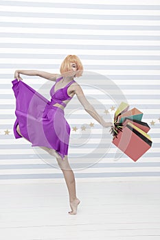 Perfect day. Happy shopping online. Happy holidays. Crazy girl with shopping bags. happy woman go shopping. Last