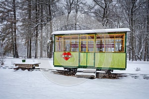 Perfect example of Horse Drawn Tram in Baldone. Latvia.