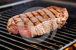 perfect grill marks on steak checked for doneness