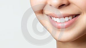 Perfect healthy teeth smile of a young asian woman. Teeth whitening. Dental clinic patient. Image symbolizes oral care