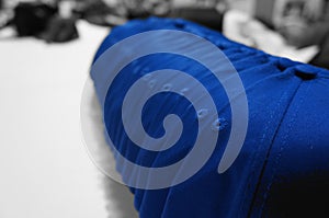 Perfect Line Up of Blue Baseball Caps