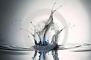Macro shot of turquoise aqua water splash in pure hygiene minimal liquid. Jets ripple and drops in motion. Generative AI