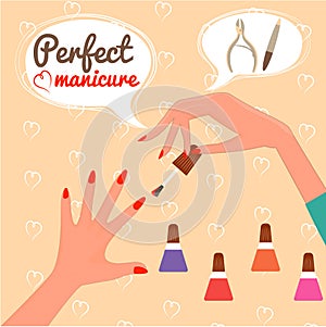 Perfect manicure. Beauty concept. Gift certificate. Glamur Disign.