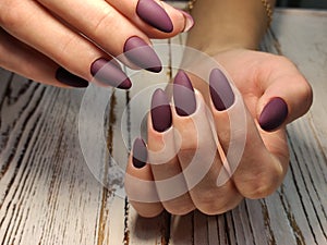 Perfect manicure gel art polish fashion design clean hand woman closeup