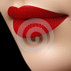 Perfect mat lips. girl mouth close up. Beauty young woman s