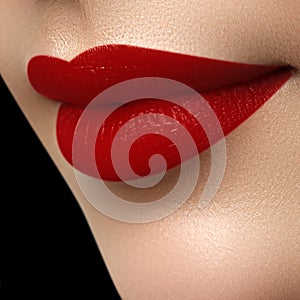 Perfect mat lips. girl mouth close up. Beauty young woman s