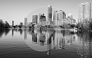 Perfect middle of Town Lake Austin Skyline Reflection