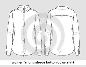 Women`s long sleeve button down shirt template photo