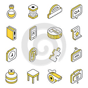 Pack of Education and Study Flat Isometric Icons
