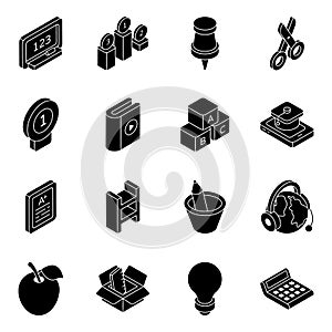 Pack of Knowledge Flat Isometric Icons