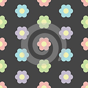 Perfect pastel flowers seamless pattern on dark background photo