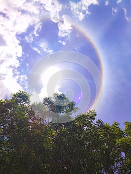 Perfect phenomenon known as solar halo or solar arc, which is a ring of light that configures a celestial body.