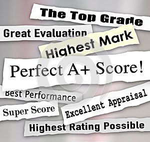 Perfect A Plus Score News Headlines Great Grade Review Evaluation
