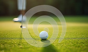 The Perfect Putt: A Golf Ball Resting on a Lush, Serene, and Expansive Green Fairway