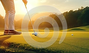 The Perfect Putt: A Golfer\'s Precision on the Serene Green
