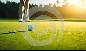 The Perfect Putt: A Serene Golf Ball on the Lush Green of the Course