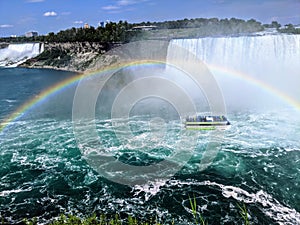 Perfect rainbow of the falls from the Canadian border on a sunny day