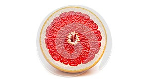 Perfect ruby red grapefruit slice on white
