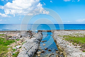 Perfect sea horizon and river in the foreground in beautiful sunny day in la Havana photo