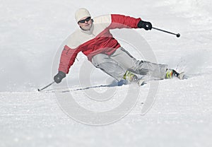 Perfect skiing downhill photo