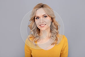 perfect skin. blond woman portrait. express positive emotions. smooth face skin