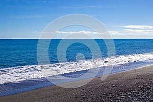 Perfect Sky and Water of the Tyrrhenian Sea in Calabria, Southern Italy