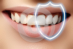 Perfect smile before and after bleaching. Dental care and whiten