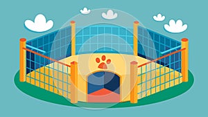 The perfect solution for busy pet parents this playpen keeps their pets safe and entertained while theyre away.. Vector photo