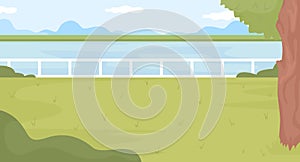 Perfect spot for picnic at park flat color vector illustration