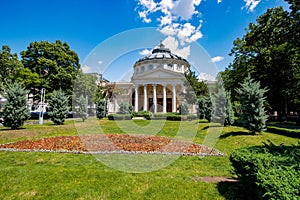 Perfect summer day at Romanian Athenaeum in Bucharest photo