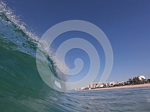 Perfect surfing wave in Rio de Janeiro