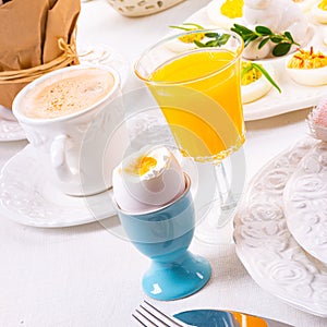 Perfect table with colorful table decorations for Easter photo