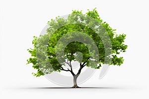 Perfect tree with lush green foliage and nice shape isolated on pure white background