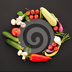 Perfect Vegetables on the Black Background