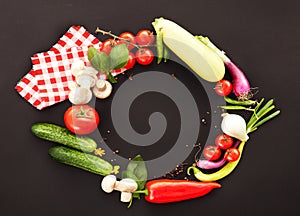 Perfect Vegetables on the Black Background