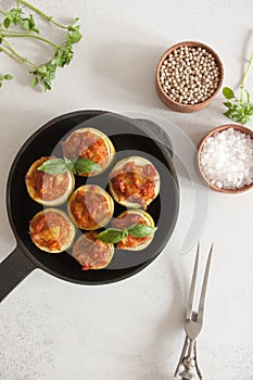 Zucchini stuffed with veggies