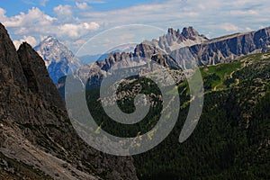 Perfect view from Sass Pordoi in Dolomiti, national park UNESCO