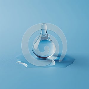 Perfect water droplet on a smooth blue surface