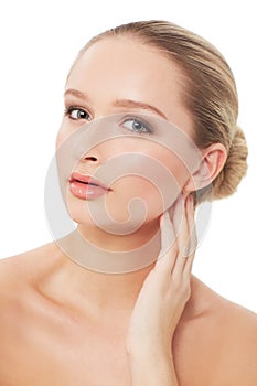 Perfection is easily attainable - Skincare. A gorgeous young woman posing on a white background - Skincare Beauty.