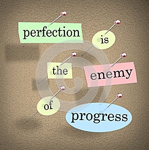 Perfection is the Enemy of Progress Saying Quote Bulletin Board