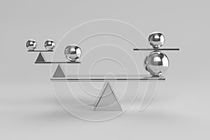 Perfezione da metallo sfera. un bilancia.  tridimensionale illustrazioni 