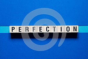 Perfection word concept on cubes