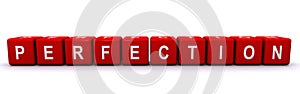 Perfection word cube on white