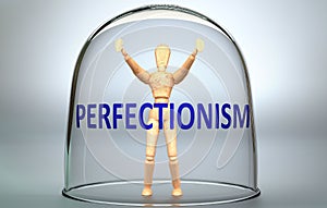 Perfectionism can separate a person from the world and lock in an isolation that limits - pictured as a human figure locked inside